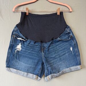 Old Navy Womens Maternity Distressed Denim Shorts Size 6 Medium Wash Summer